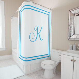 Monogram Initials Blue White Custom Script Name