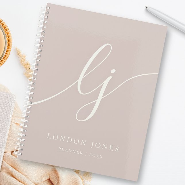 Monogram Initials Business Planner Rose Pink Ivory (Creator Uploaded)