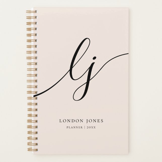 Monogram Initials Business Planner Script Name (Front)