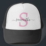 Monogram Initials Calligraphy Minimalistic  Trucker Hat<br><div class="desc">This design may be personalized in the area provided by changing the photo and/or text. Or it can be customized by clicking Personalize this Template and then choosing the click to customize further option and delete or change the colour of the background, add text, change the text colour or style,...</div>