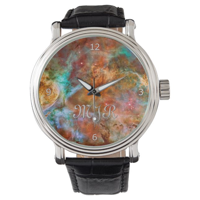 Monogram initials - Carina Nebula, Argo Navis Watch (Front)