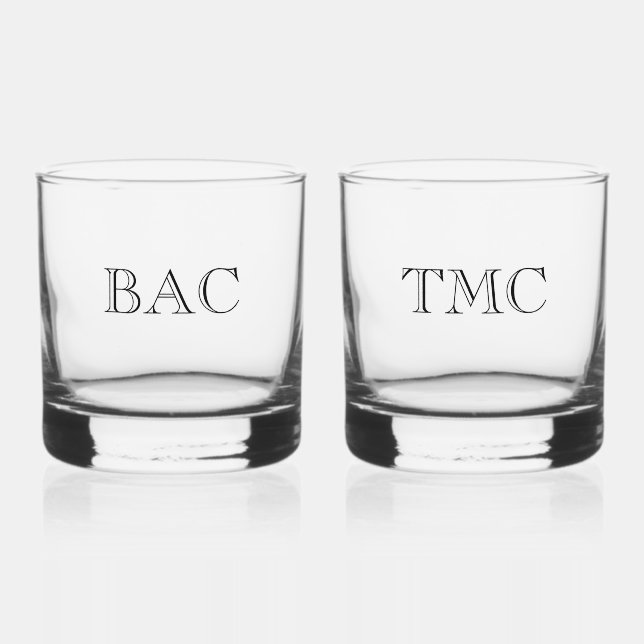 Monogram Initials Classic Wedding Couple Timeless Whiskey Glass (Front)