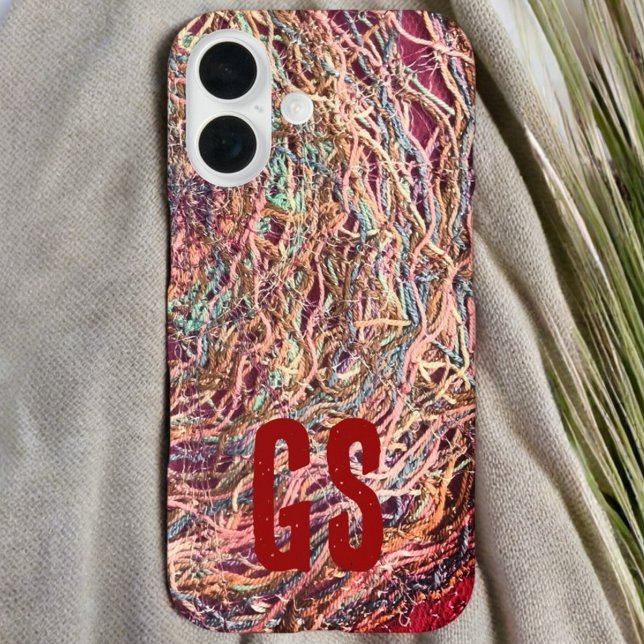 Monogram initials colourful abstract pattern girly Case-Mate iPhone case (Creator Uploaded)