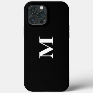 Monogram Initials Custom Name Black White Gift iPhone 13 Pro Max Case
