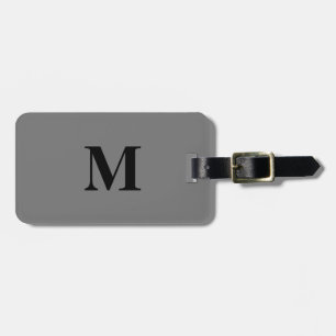 Monogram Initials Custom Name Grey Black Gift Luggage Tag