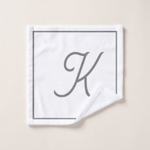 Monogram Initials Custom Name Grey Grey White Wash Cloth