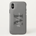 Monogram Initials Custom Name Grey White Gift<br><div class="desc">Monogrammed initial and custom name templates which you can edit. Designed with solid grey colour background with white colour texts,  you can change both the colours if you wish.</div>