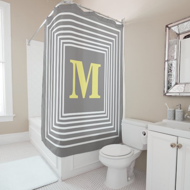 Monogram Initials Custom Name Grey White Yellow  (In Situ)