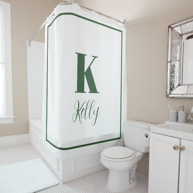 Monogram Initials Custom Name Hunter Green White (In Situ)