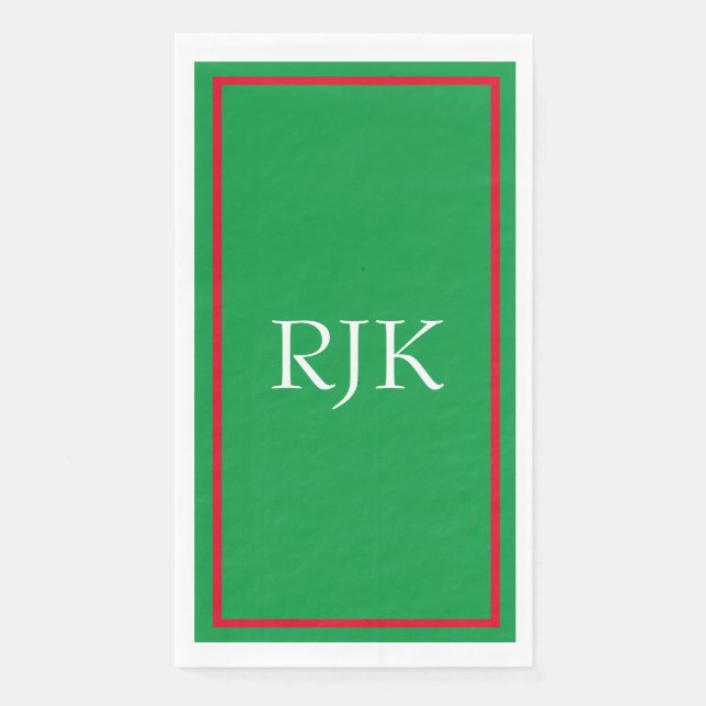 Monogram Initials Custom Name Red Green 2023  Napkin (Front)