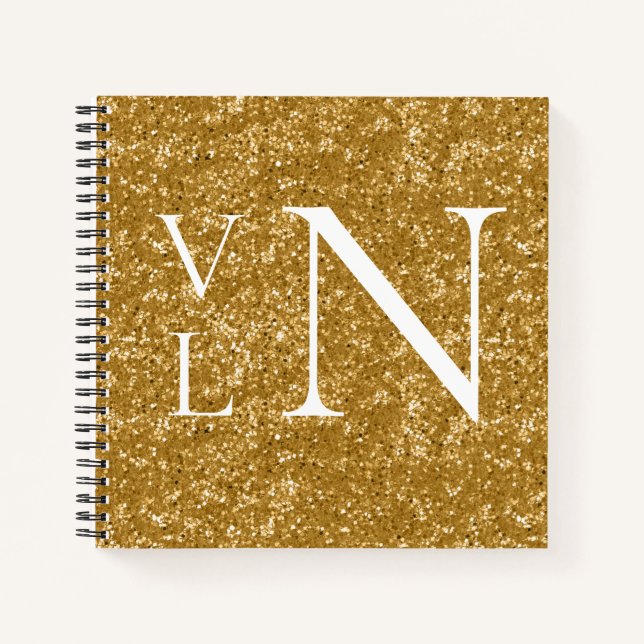 Monogram Initials Customized Gold Notebook (Front)