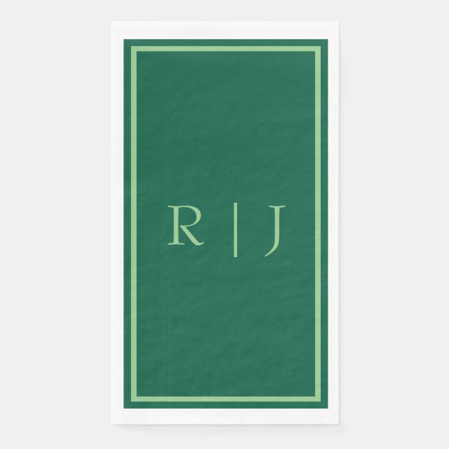Monogram Initials Dark Green Sage Cool Wedding Napkin (Front)