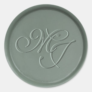 Monogram Initials Dark Sage Wax Seal Sticker