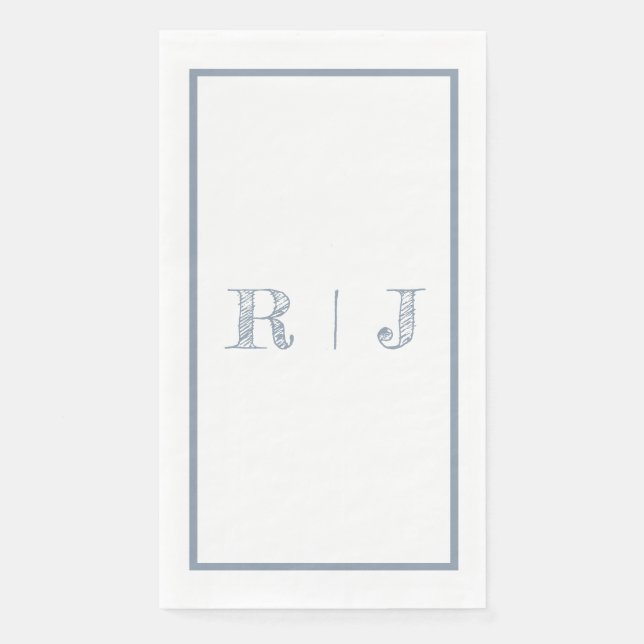 Monogram Initials Dusty Blue Modern Wedding Napkin (Front)