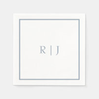 Monogram Initials Dusty Blue Simple Wedding