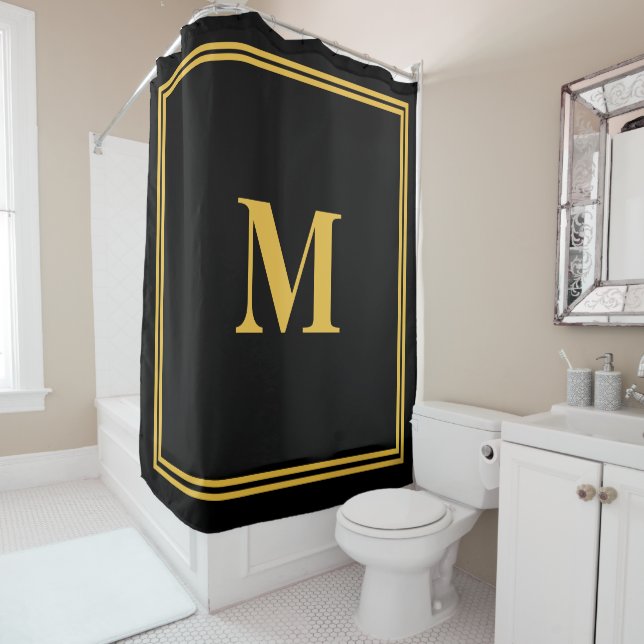 Monogram Initials Gold Black Stylish Custom Name (In Situ)