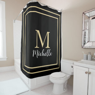 Monogram Initials Gold Black White Custom Name