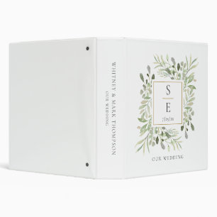 Monogram Initials Greenery Wedding Photo Album Binder