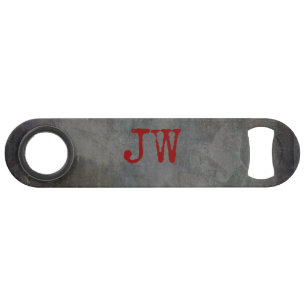 Monogram Initials Groomsman Bestman Urban Grey Red Bar Key