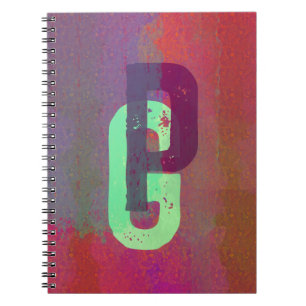 Monogram Initials Grunge Funky Purple Green Art Notebook