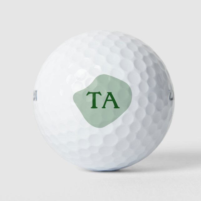 Monogram Initials in Green on Colour Bubble Golf Balls (Front)