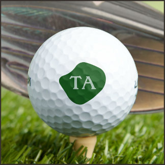 Monogram Initials in Green on Dark Bubble Golf Balls