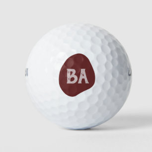 Monogram Initials in Rose on Burgundy Bubble Golf Balls