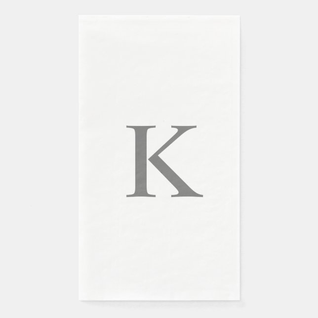 Monogram Initials Letter Grey Grey White Napkin (Front)