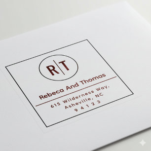 Monogram initials modern minimal return address ru self-inking stamp