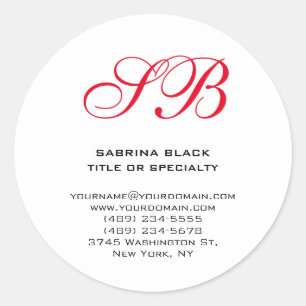 Monogram Initials Name Address E-Mail Telephone Classic Round Sticker