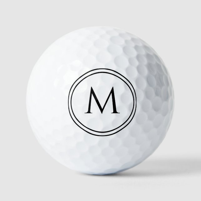 Monogram initials name black Mother's Day gift Golf Balls (Front)
