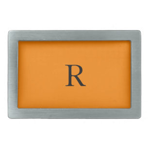 Monogram Initials Name Bright Orange Black Trendy Belt Buckle