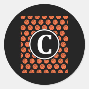 Monogram Initials Name Letter C Sketll Pattern Spo Classic Round Sticker