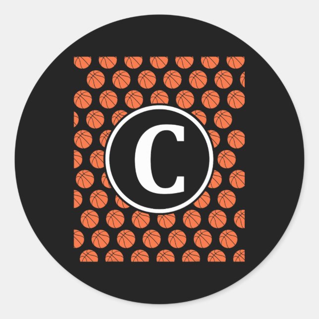 Monogram Initials Name Letter C Sketll Pattern Spo Classic Round Sticker (Front)
