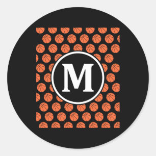 Monogram Initials Name Letter M Sketll Pattern Spo Classic Round Sticker