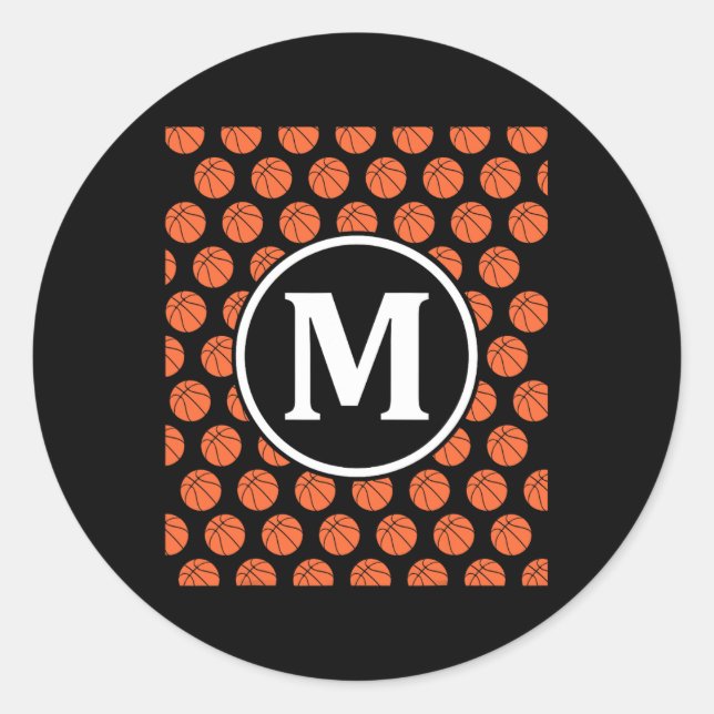 Monogram Initials Name Letter M Sketll Pattern Spo Classic Round Sticker (Front)