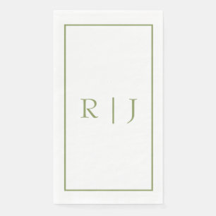 Monogram Initials Name Moss Green Elegant Wedding Napkin