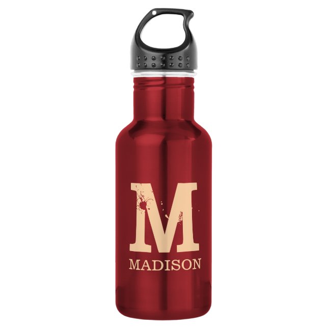 Monogram initials name personalized  532 ml water bottle (Front)