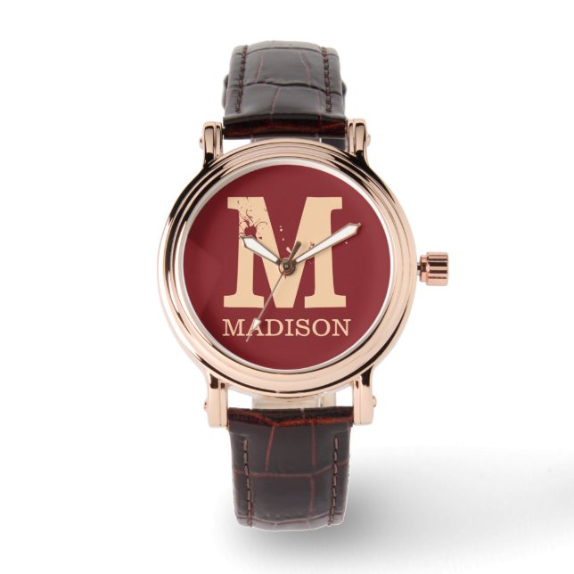 Monogram initials name personalized  watch (Front)