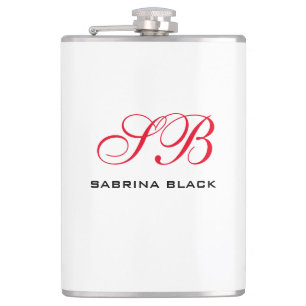 Monogram Initials Name Plain Modern Minimalist Hip Flask