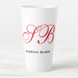 Monogram Initials Name Plain Modern Minimalist Latte Mug