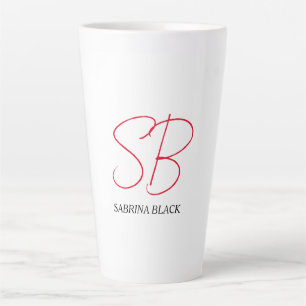 Monogram Initials Name Plain Modern Minimalist Latte Mug