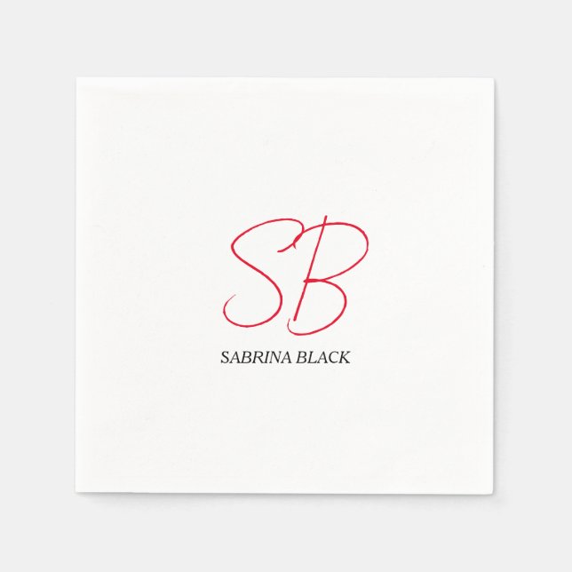 Monogram Initials Name Plain Modern Minimalist Napkin (Front)