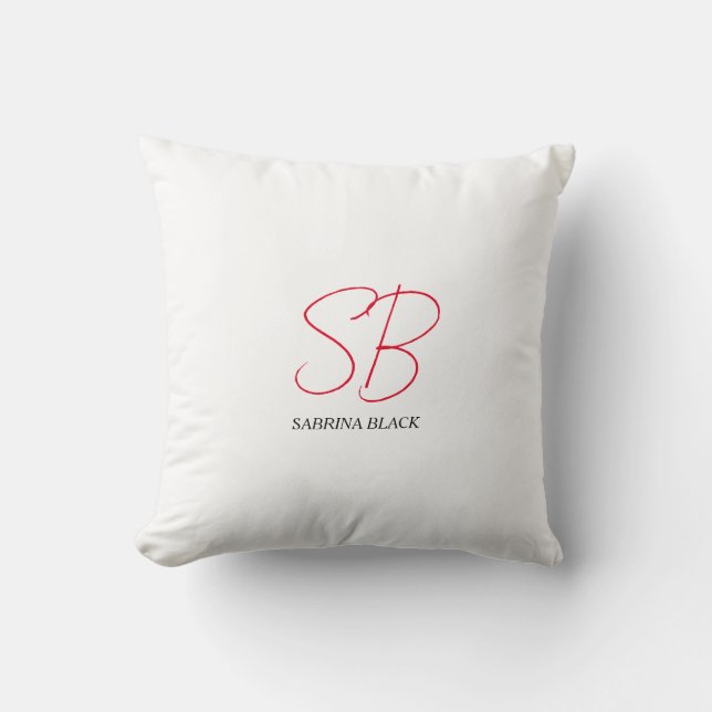 Monogram Initials Name Plain Modern Minimalist Throw Pillow (Front)