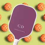 Monogram initials name purple white pickleball paddle<br><div class="desc">A purple,  plum colored background.  Personalize and add your monogram initials,  letters and full name. White letters.</div>