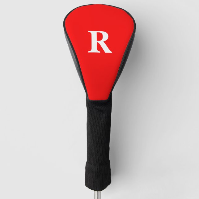 Monogram Initials Name Red White Bright Colourful  Golf Head Cover (Front)