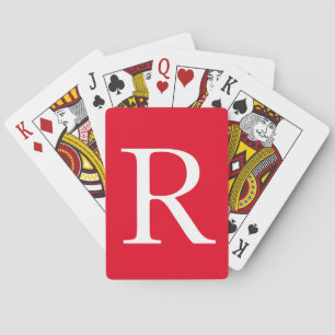 Monogram Initials Name Red White Christmas Holiday Playing Cards