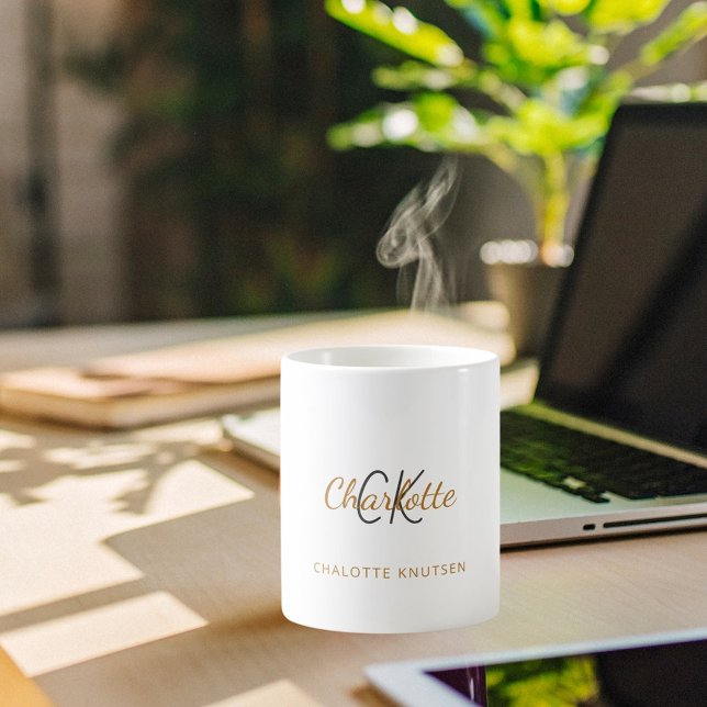 Monogram initials name script elegant  coffee mug (Creator Uploaded)