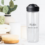 Monogram initials name simple black letters water bottle<br><div class="desc">Personalize and add your first name,  monogram initials,  letters and full name. Black and grey letters.</div>