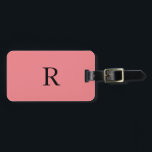 Monogram Initials Name Template Black Salmon Pink Luggage Tag<br><div class="desc">Monogrammed initial and also personal details like name,  address,  phone number and email all of which you can edit. Designed with solid salmon pink background with black colour texts,  you can change both the colours if you wish.</div>